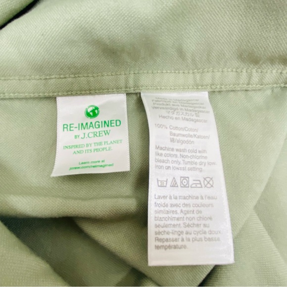J Crew Factory Mens XL Green Button Down Slim Untucked 100% Cotton Chest Pocket - Picture 11 of 12
